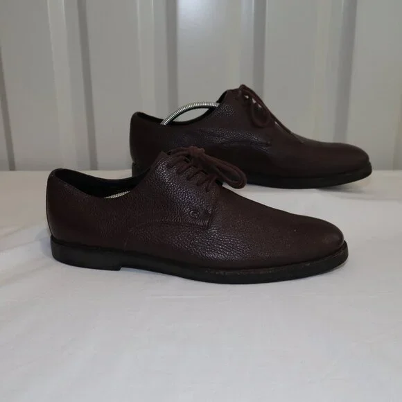 Coach Men's Derby Brown Pebbled Leather Shoes Size 11.5 Style FG2991 GUC Lace